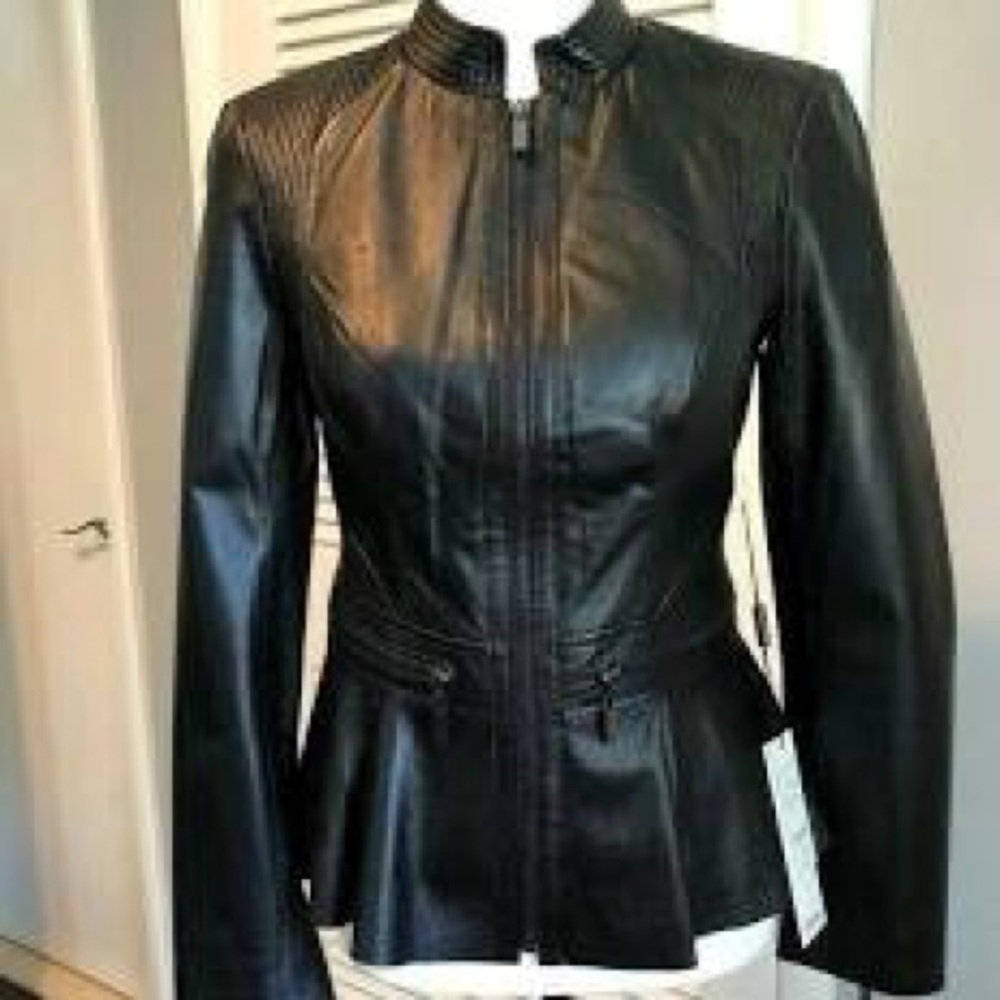 Women’s Bebe Peplum Leather Jacket